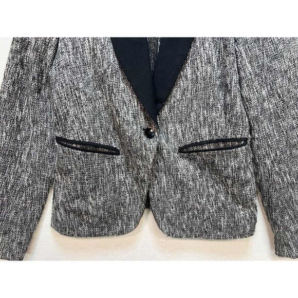 Mossimo Women's Tweed One Button Blazer Long Sleeve Size 10 Black Silver - Picture 6 of 12